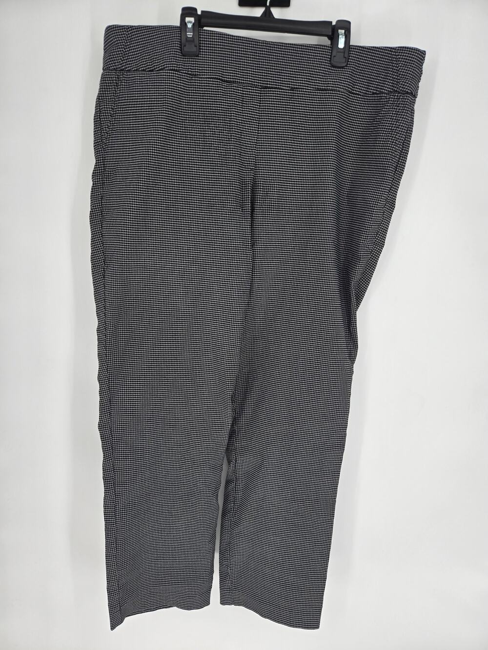 Hilary Radley Black White Micro Square Check Pull on Career Pants XXL